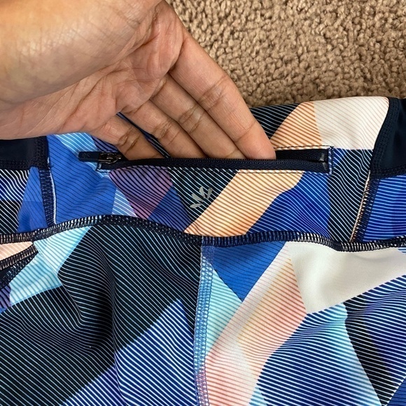 𝅺Athleta Women’s Electric Geo Sonar Capri Tights Blue Black & White Colors Sz M - Picture 11 of 15